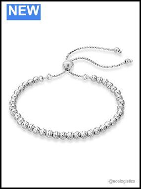 Italian 925 Sterling Silver 4mm Bead Bolo Bracelet Adjustable Made in Italy